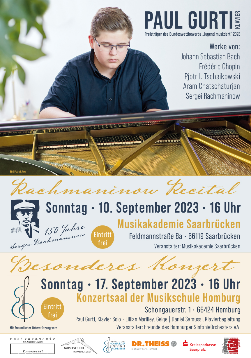 Paul Gurti Solokonzerte September 2023 Plakat A2 blaugelb